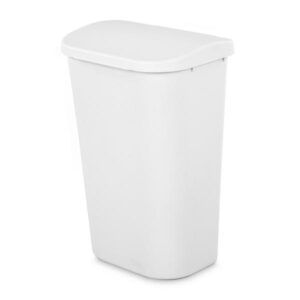 11.3 Gal Lift Top Wastebasket, White
