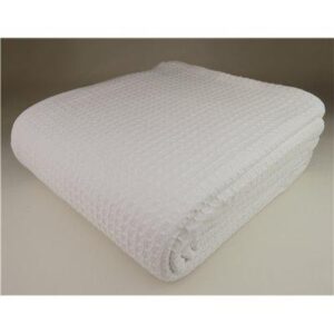 OXFORD JAIPUR BLANKET BIG WAFFLE CHECK QUEEN WHITE..90X90 #5.10 LBS