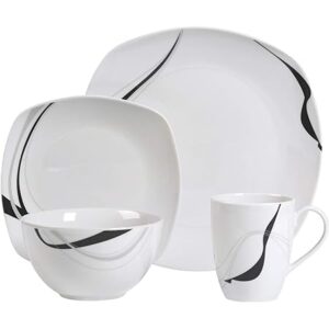 16 Piece Carnival White Dinnerware Set, Service for 4