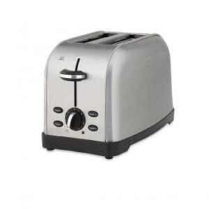 Oster 2 Slice Toaster, X-Wide, Removable Crumb Tray, Brushed stainless w/Black