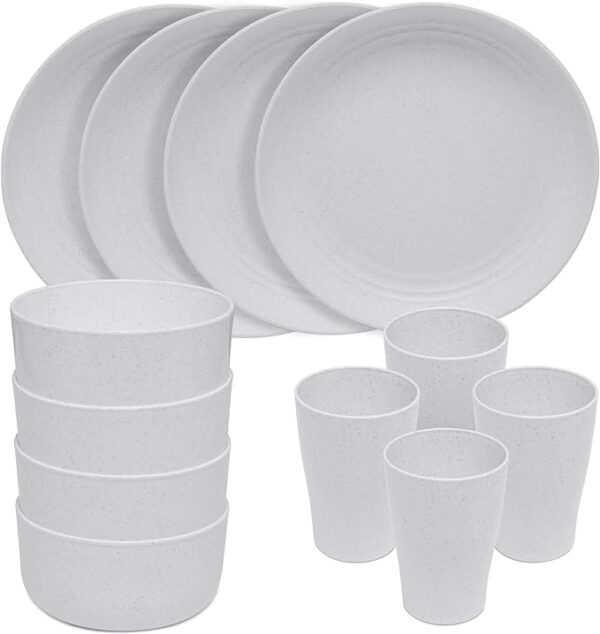 Wheatstraw 12 Pc. Dinnerware Set, White